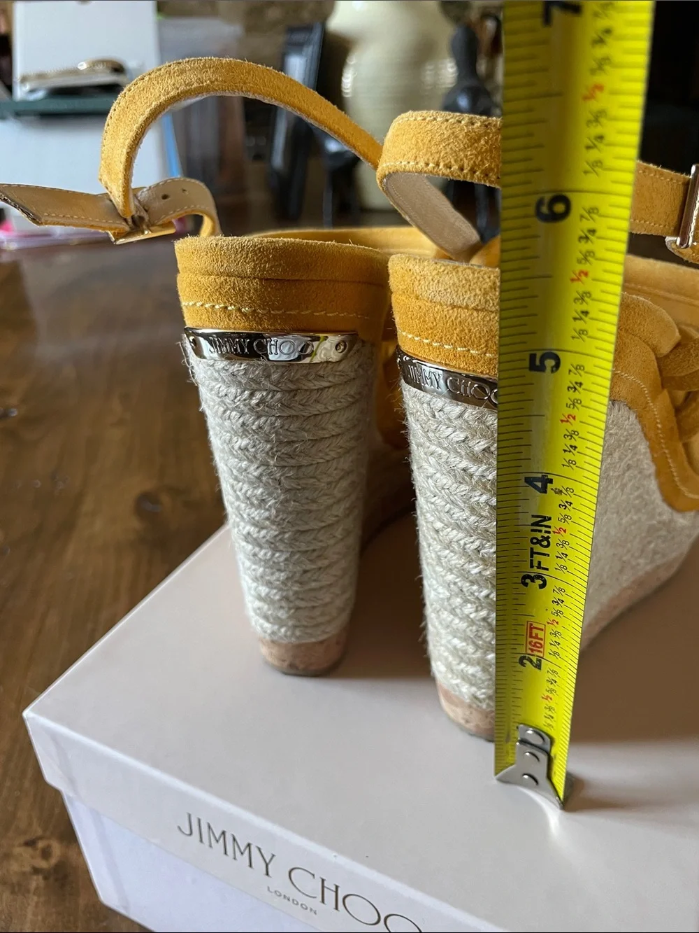 JIMMY CHOO Yellow Nadym Nomad Suede Espadrille Sandals 36.5